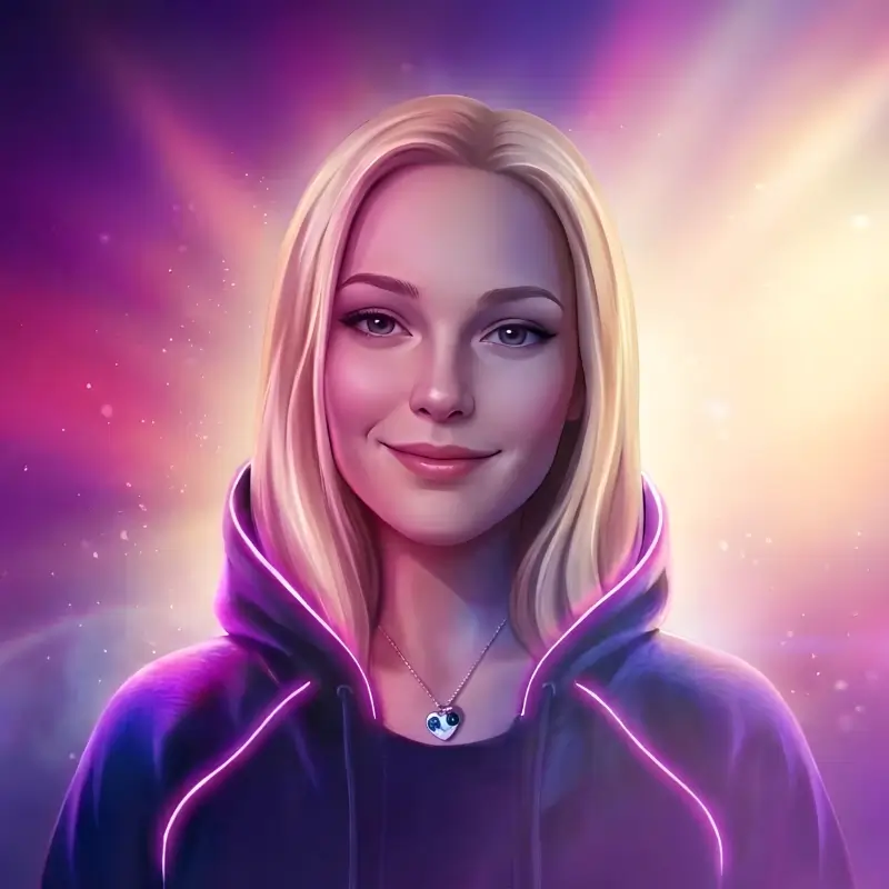 Portrait von „ELL“, Artist von 22:22 Records mit leuchtendem violett-blauen Hintergrund