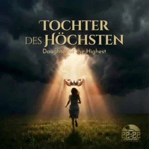 Christliches Musikcover „Tochter des Höchsten – Daughter of the Highest“ mit himmlischem Licht, Krone und Symbolik göttlicher Identität